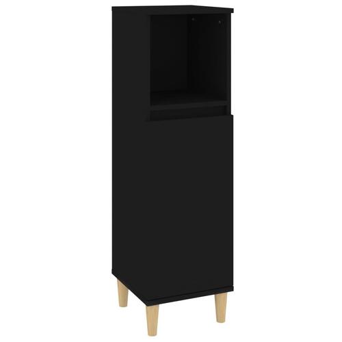 Badeværelsesskab 30x30x100 cm konstrueret træ sort