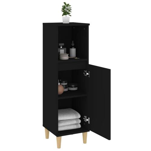 Badeværelsesskab 30x30x100 cm konstrueret træ sort