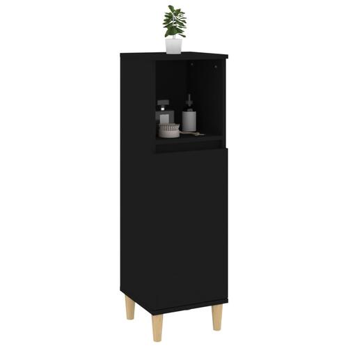 Badeværelsesskab 30x30x100 cm konstrueret træ sort