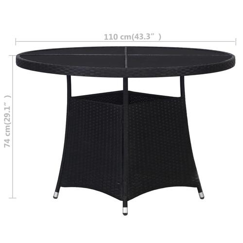 Havebord 110 x 74 cm polyrattan sort