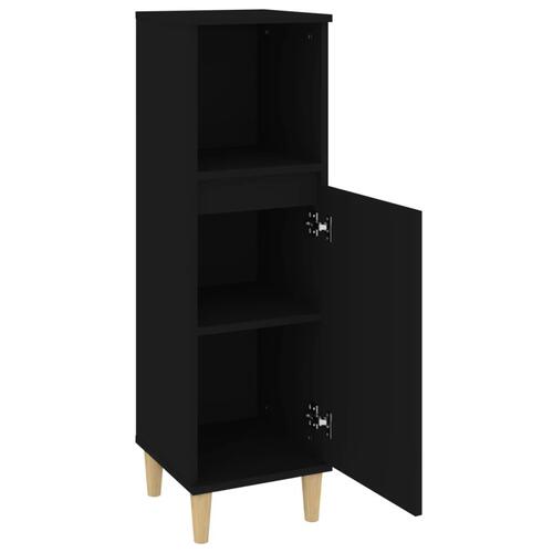 Badeværelsesskab 30x30x100 cm konstrueret træ sort