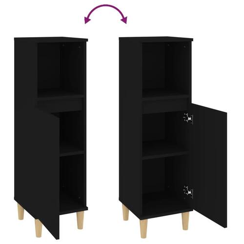 Badeværelsesskab 30x30x100 cm konstrueret træ sort