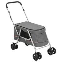 Foldbar hundeklapvogn 100x49x96 cm linned grå