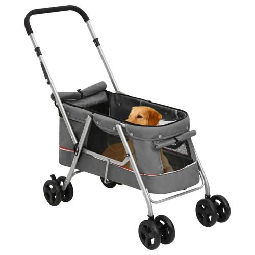 Foldbar hundeklapvogn 100x49x96 cm linned grå