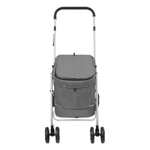 Foldbar hundeklapvogn 100x49x96 cm linned grå