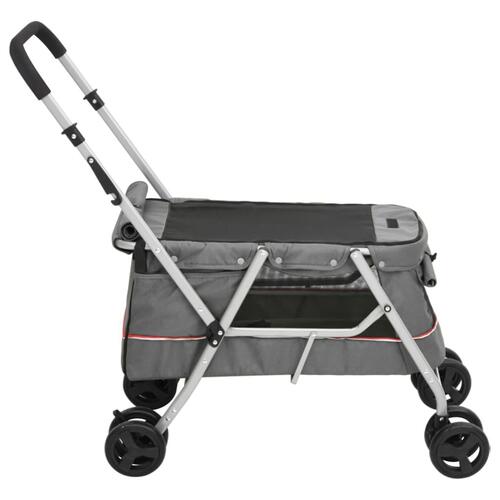 Foldbar hundeklapvogn 100x49x96 cm linned grå