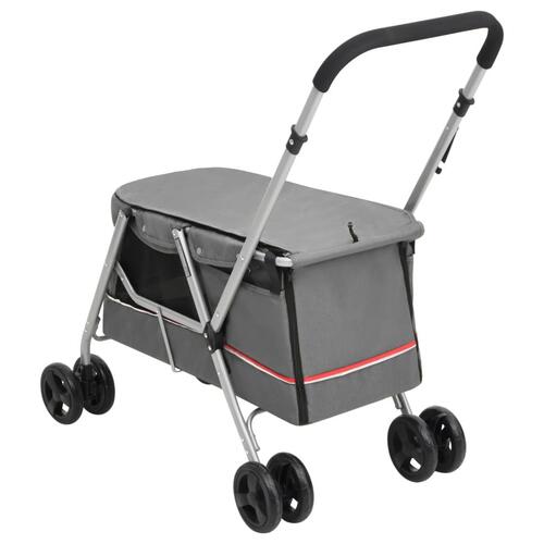 Foldbar hundeklapvogn 100x49x96 cm linned grå