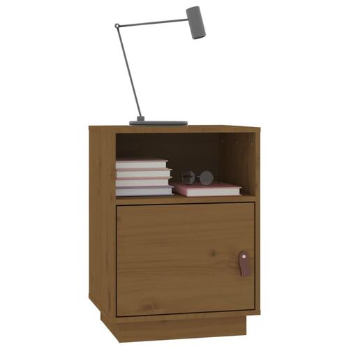 Sengeborde 2 stk. 40x34x55 cm massivt fyrretræ gyldenbrun