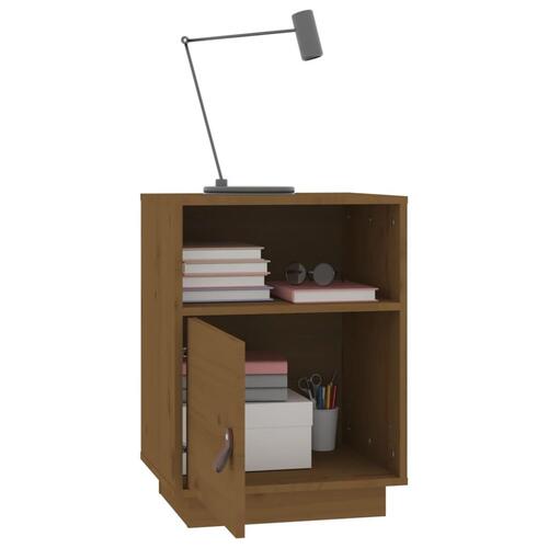 Sengeborde 2 stk. 40x34x55 cm massivt fyrretræ gyldenbrun