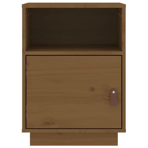 Sengeborde 2 stk. 40x34x55 cm massivt fyrretræ gyldenbrun