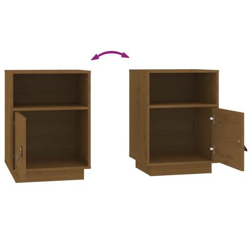 Sengeborde 2 stk. 40x34x55 cm massivt fyrretræ gyldenbrun