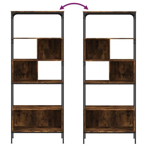 Bogreol 76x33x188,5 cm 5 hylder konstrueret træ røget eg