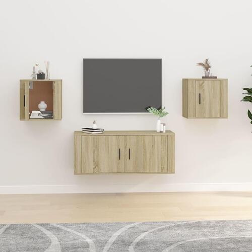 Væghængte tv-skabe 2 stk. 40x34,5x40 cm sonoma-eg
