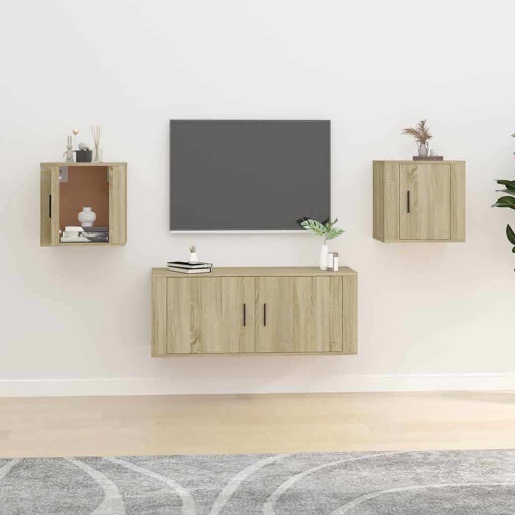 Væghængte tv-skabe 2 stk. 40x34,5x40 cm sonoma-eg