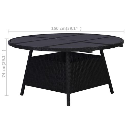 Havebord 150 x 74 cm polyrattan sort