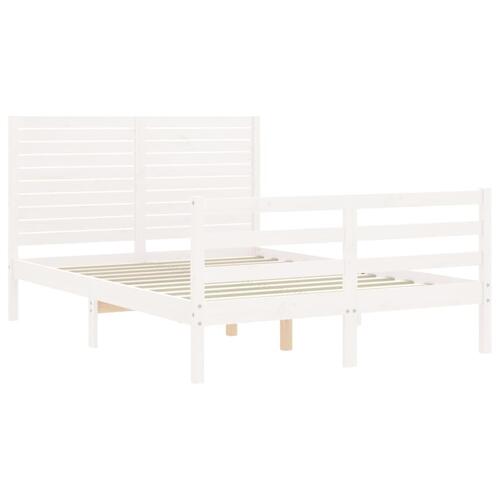 Sengeramme med sengegavl Small Double massivt træ hvid