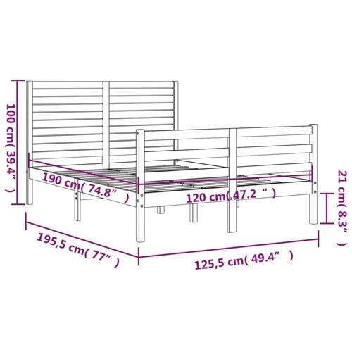 Sengeramme med sengegavl Small Double massivt træ hvid