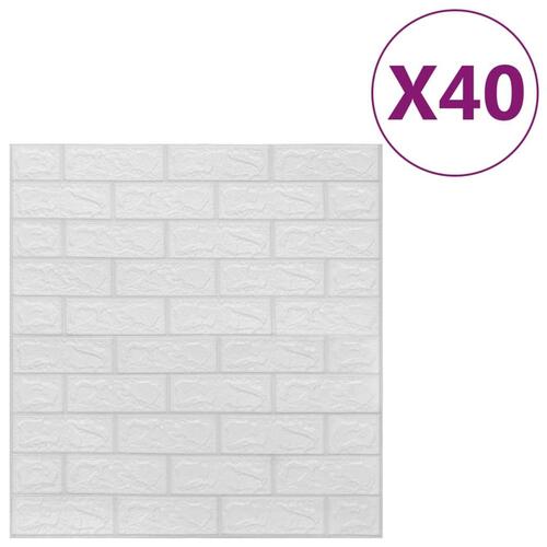 3D vægklistermærker med mursten selvklæbende 40 stk. hvid