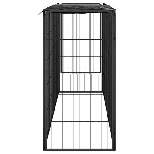 10-panels hundegård 50x100 cm pulverlakeret stål sort
