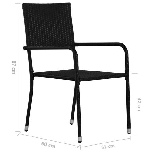 Udendørs spisebordsstole 2 stk. polyrattan sort