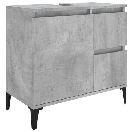 Badeværelsesskab 65x33x60 cm konstrueret træ betongrå