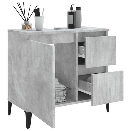 Badeværelsesskab 65x33x60 cm konstrueret træ betongrå