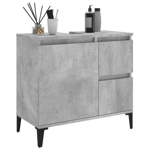 Badeværelsesskab 65x33x60 cm konstrueret træ betongrå