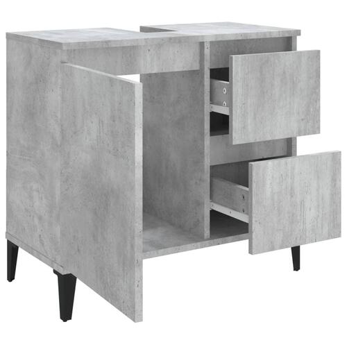 Badeværelsesskab 65x33x60 cm konstrueret træ betongrå