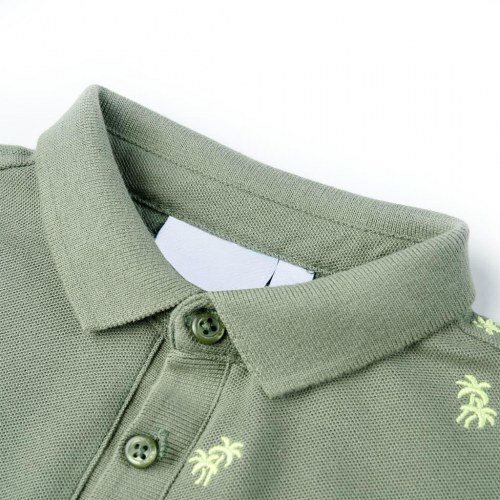 Poloshirt til børn str. 92 - kaki med palmer
