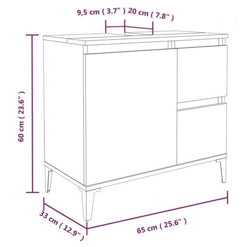 Badeværelsesskab 65x33x60 cm konstrueret træ betongrå