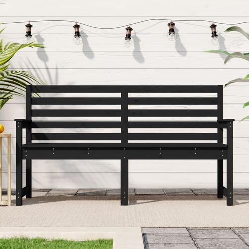 Havebænk 159,5x48x91,5 cm massivt fyrretræ sort