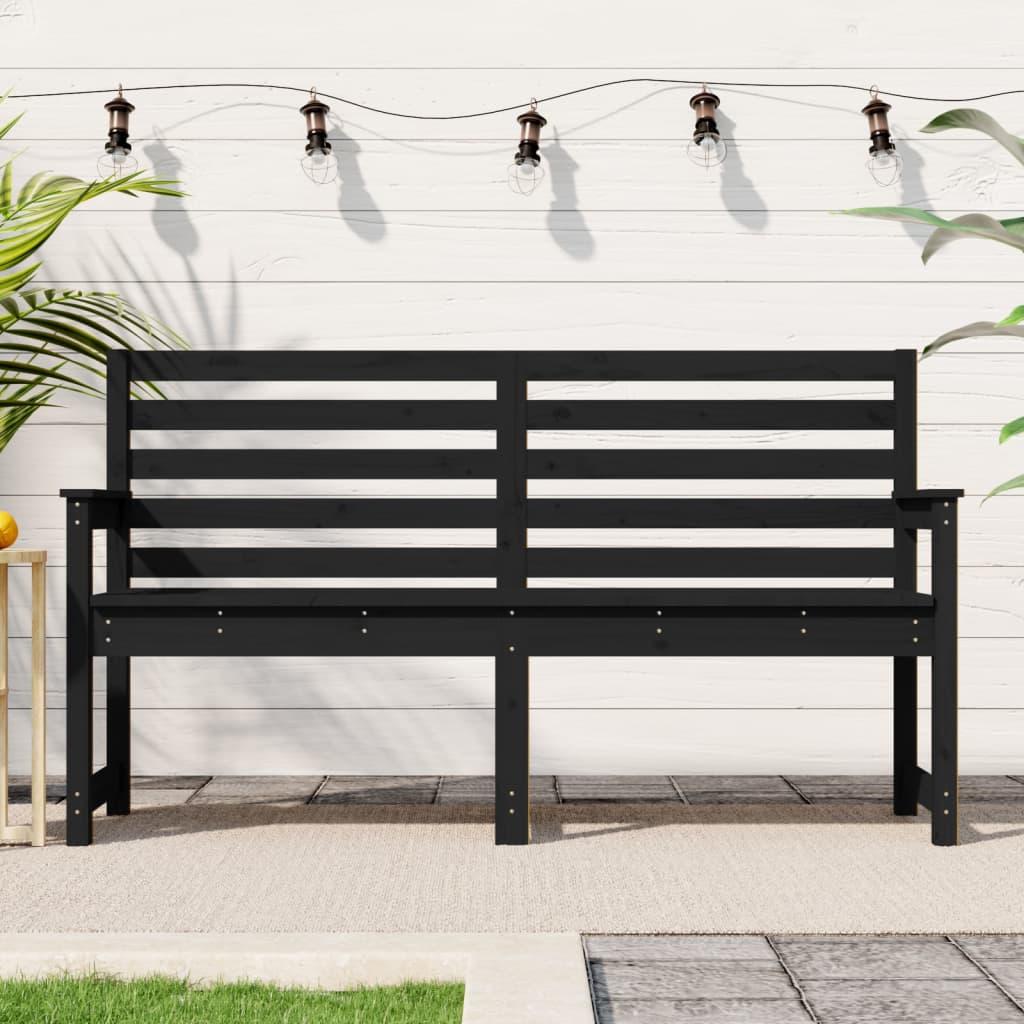 Havebænk 159,5x48x91,5 cm massivt fyrretræ sort