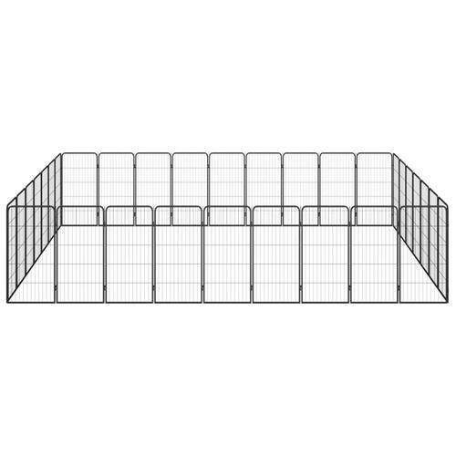 32-panels hundegård 50x100 cm pulverlakeret stål sort