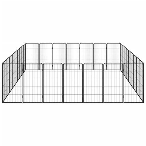 32-panels hundegård 50x100 cm pulverlakeret stål sort