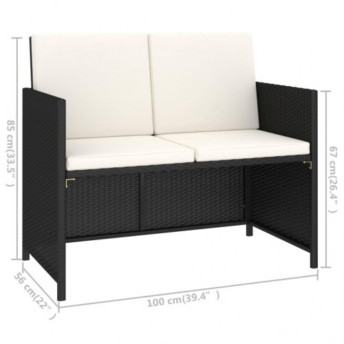 Udendørs spisebordssæt 6 dele polyrattan akacietræ sort