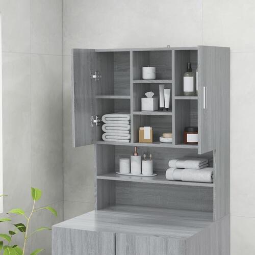 Vaskemaskineskab 70,5x25,5x90 cm grå sonoma-eg