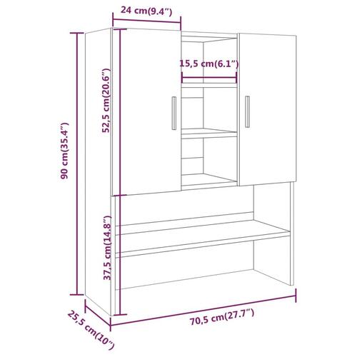 Vaskemaskineskab 70,5x25,5x90 cm grå sonoma-eg