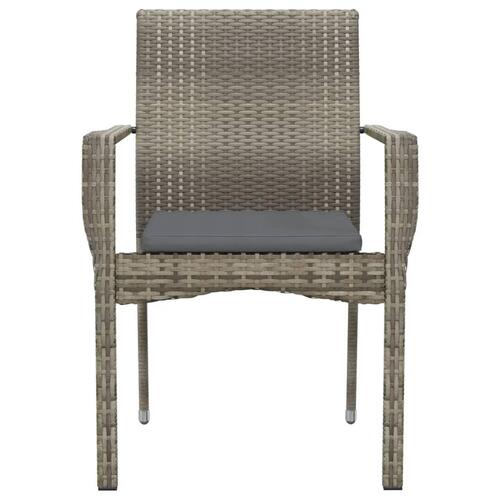 Havestole med hynder 4 stk. polyrattan grå