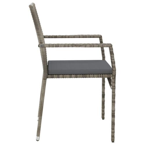 Havestole med hynder 4 stk. polyrattan grå