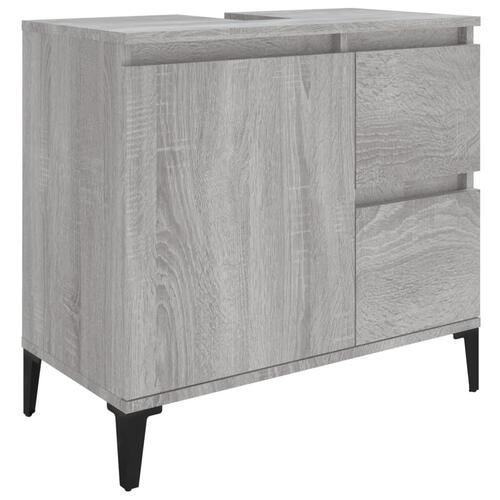 Badeværelsesskab 65x33x60 cm konstrueret træ grå sonoma-eg