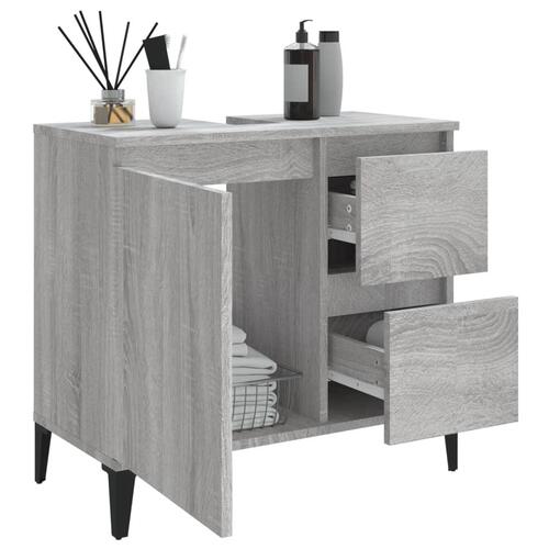 Badeværelsesskab 65x33x60 cm konstrueret træ grå sonoma-eg