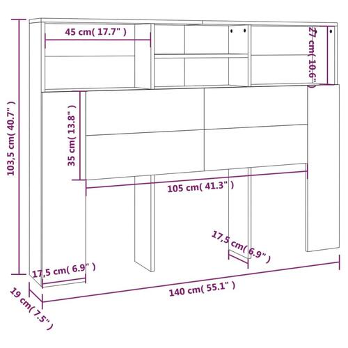 Sengegavl med opbevaring 140x19x103,5 cm brun egetræsfarve