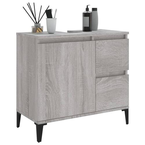 Badeværelsesskab 65x33x60 cm konstrueret træ grå sonoma-eg