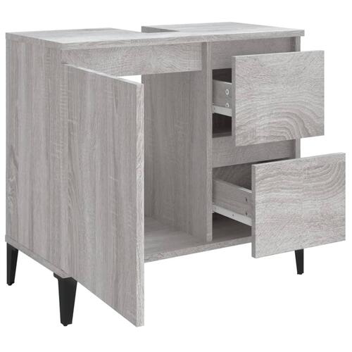 Badeværelsesskab 65x33x60 cm konstrueret træ grå sonoma-eg