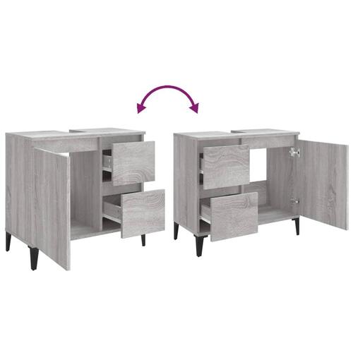 Badeværelsesskab 65x33x60 cm konstrueret træ grå sonoma-eg