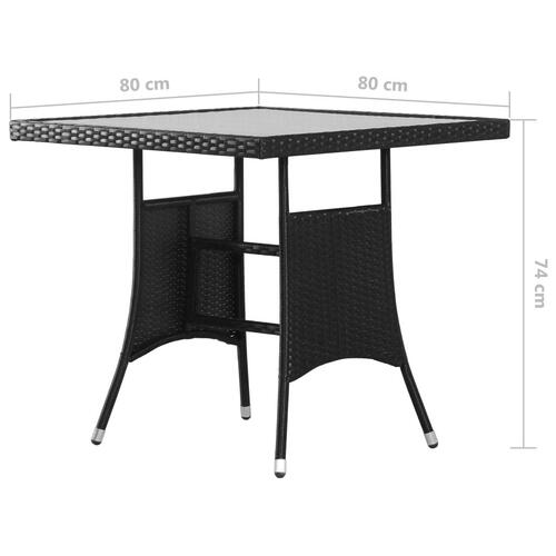 Havebord sort 80 x 80 x 74 cm polyrattan