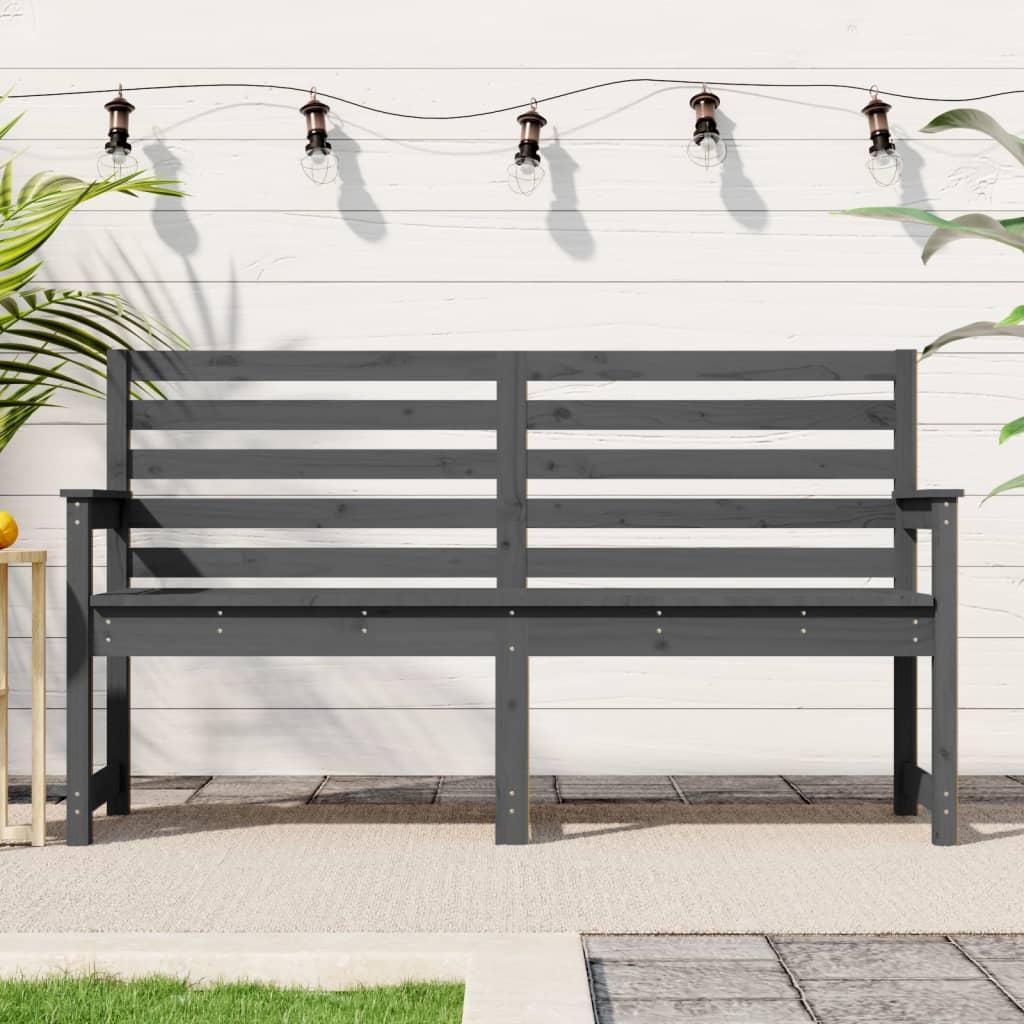 Havebænk 159,5x48x91,5 cm massivt fyrretræ grå