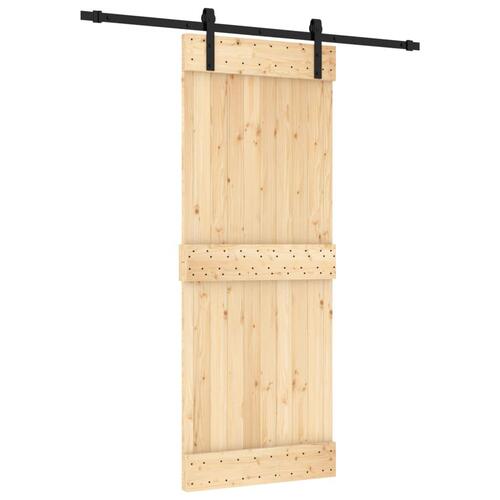 Skydedør med monteringssæt 80x210 cm massivt fyrretræ