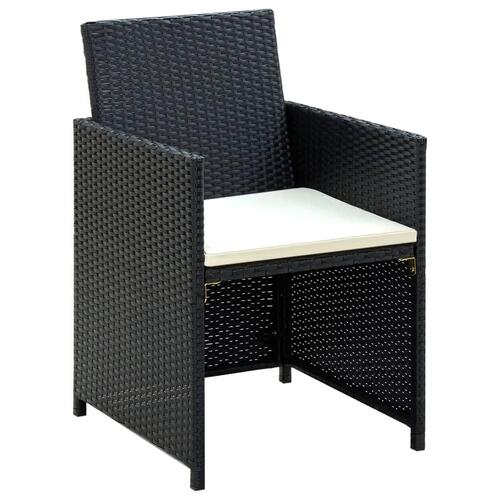Haveloungesæt 4 dele med hynder polyrattan sort