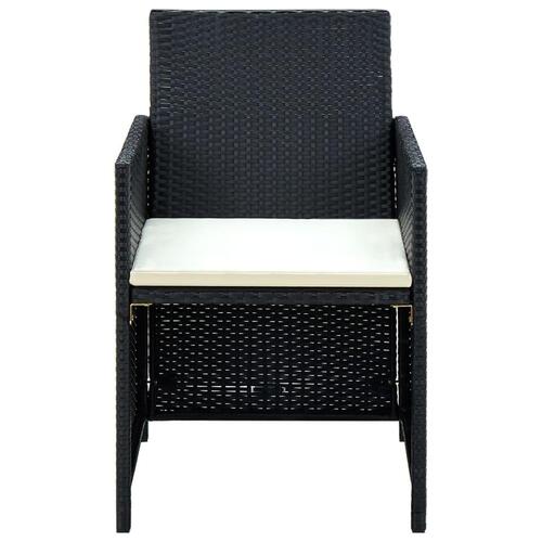 Haveloungesæt 4 dele med hynder polyrattan sort